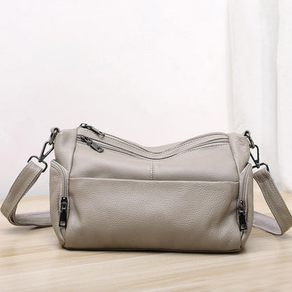 Elegante bolso de hombro de piel auténtica – Bolso bandolera y bolso de hombro estilo mamá 