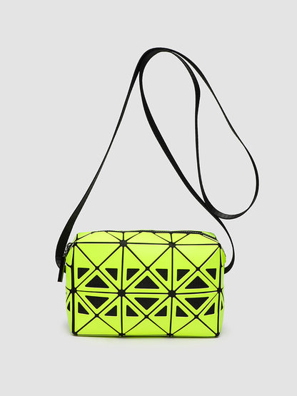 Fashion mini square box, hollow geometric design splicing crossbody bag, fashion commuter shoulder Crossbody bag, small square purse