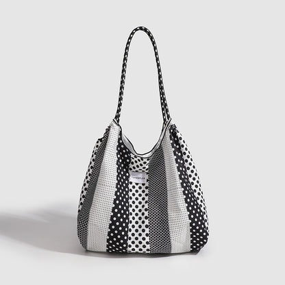 Bolso tote de lunares: bolso de hombro versátil y portátil, bolso hobo ecológico de gran capacidad para mujer 