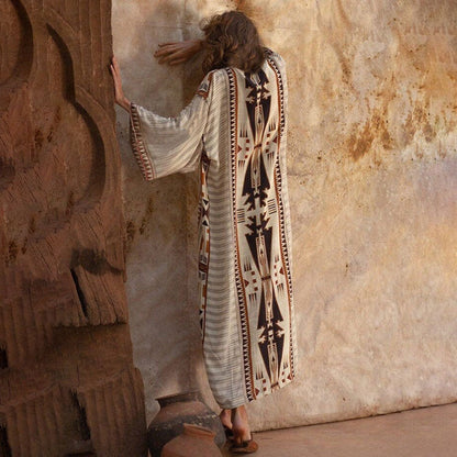 Printed Sexy Cardigan with Belt ¨C Beach Cover-Up, Vacation Bikini Kimono with Tie Waist