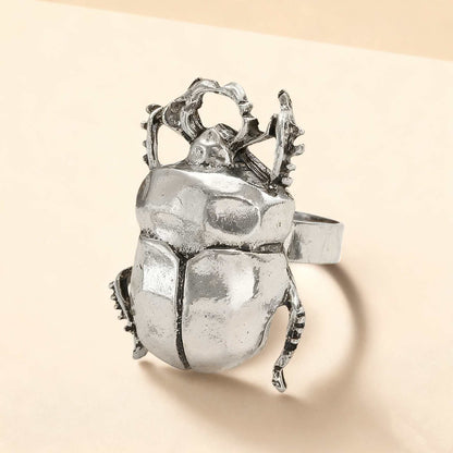 Creative Metal Beetle Ring Cute Cartoon Insect Index Finger Ring Geometric Pinky Ring