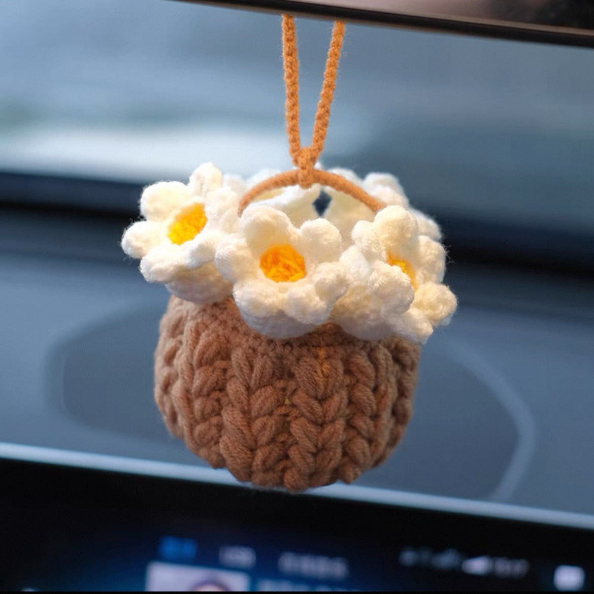 Colgante de planta de coche Decoración de coche Colgante de espejo retrovisor Lana creativa en el coche