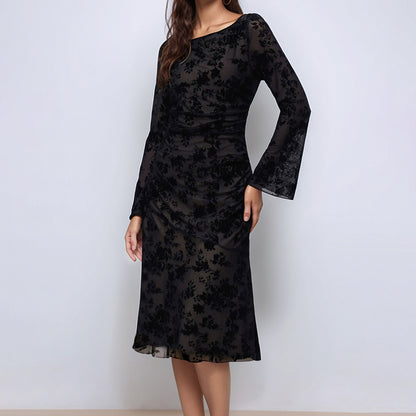 Vestido midi ajustado con efecto desgastado floral