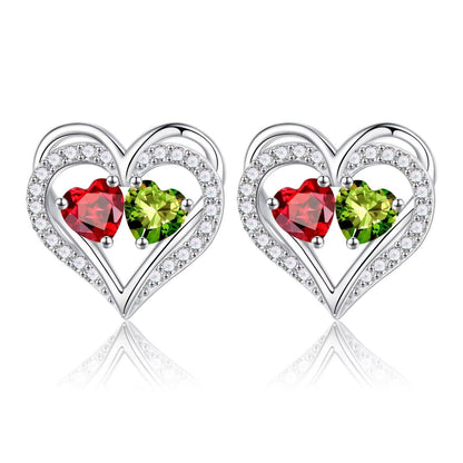Sterling Silver Birthstone Heart Earrings new