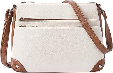 Small crossbody bag for women, shoulder bag multi-zip pocket bag, classic function messenger bag
