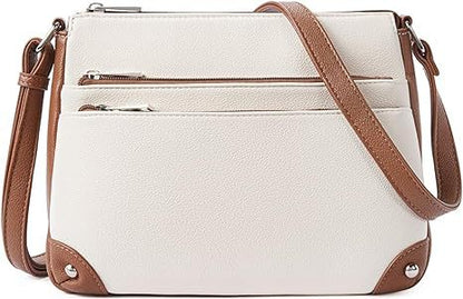 Small crossbody bag for women, shoulder bag multi-zip pocket bag, classic function messenger bag