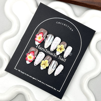 0984 - Uñas postizas hechas a mano, de presión, removibles