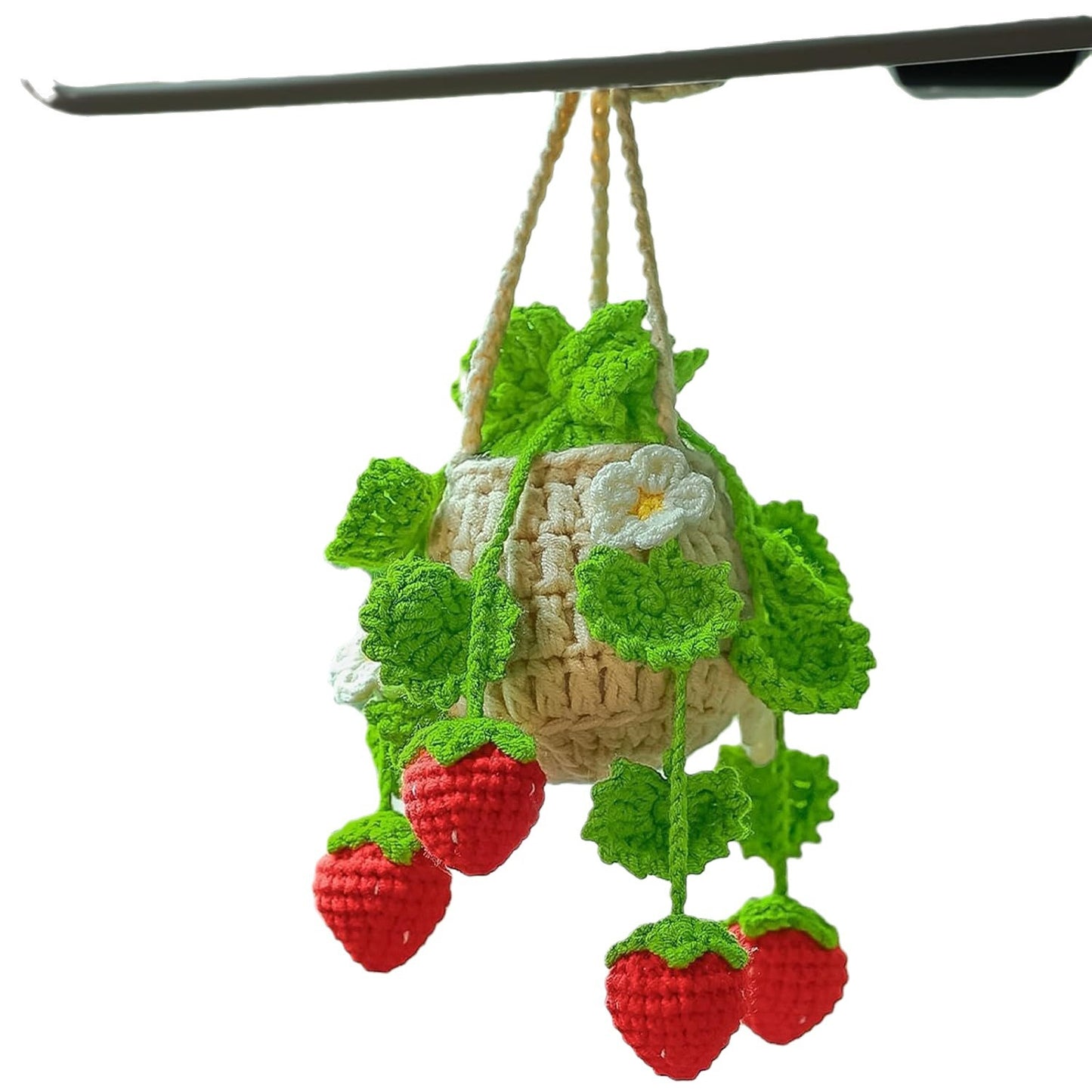 Colgante de planta de coche Decoración de coche Colgante de espejo retrovisor Lana creativa en el coche