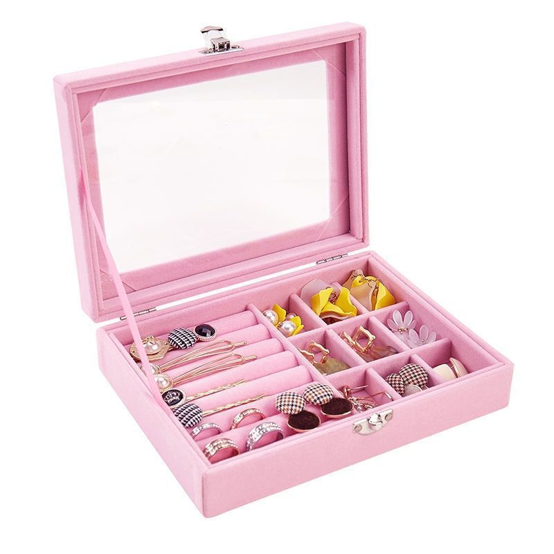 Flannel dustproof jewelry box with lid, ring earrings, earrings, necklace storage box, anti-oxidation jewelry storage box
