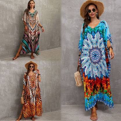 Rayon Engineered-Print Beach Robe ¨C Vacation Bikini Cover-Up, Women¡¯s Swimsuit Outerwear