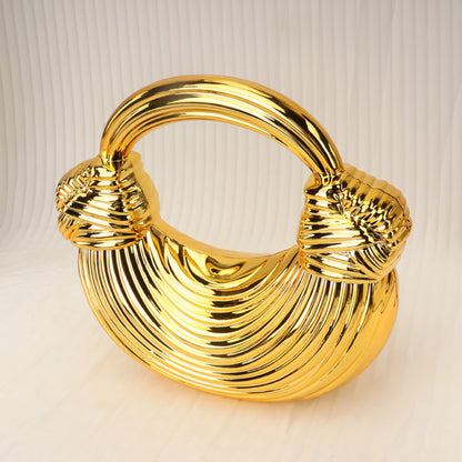 Bolso de mano tipo clutch de acrílico brillante con nudo, ideal para cenas, eventos informales, fiestas, graduaciones y eventos especiales. 