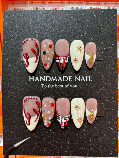 Christmas handmade nail wear temperament gentle nail art nail patch