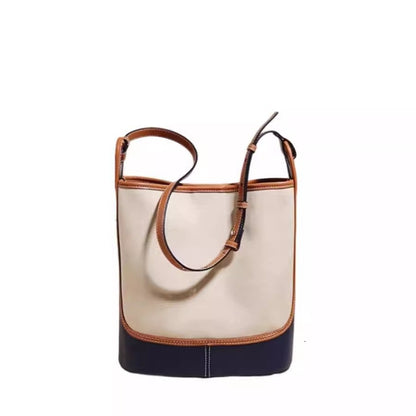 Stylish Denim Blue Canvas Bucket Bag - Women's Summer Designer Small Crossbody Shoulder Commuter Bag