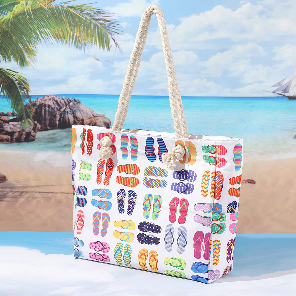 Bolso de playa estampado, bolso bandolera informal de gran capacidad, bolso de viaje de verano sencillo y moderno, ligero 
