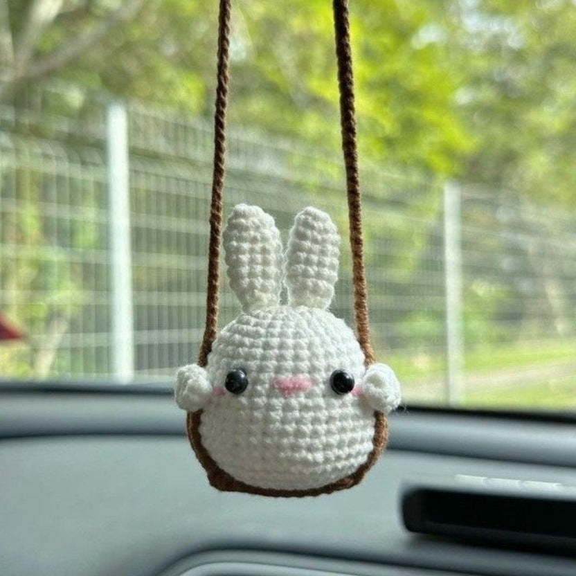 Colgante de planta de coche Decoración de coche Colgante de espejo retrovisor Lana creativa en el coche