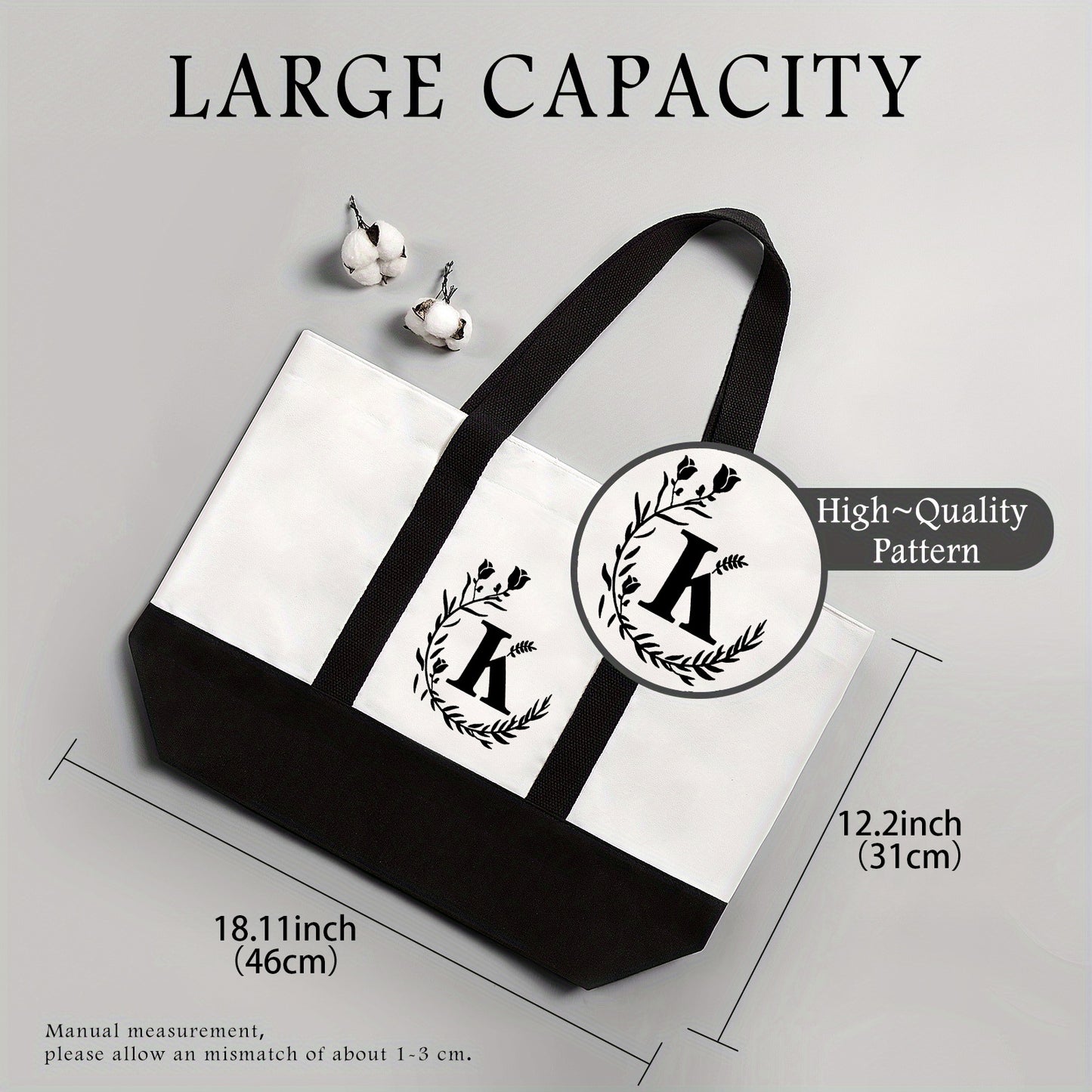 Bolso bandolera de lona, ​​bolso tote de gran capacidad con estampado de letras, bolso de regalo portátil y ligero de moda para mujer 