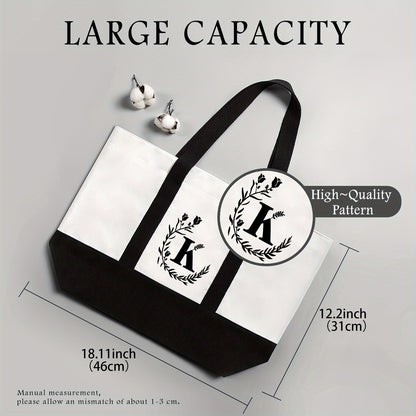 Bolso bandolera de lona, ​​bolso tote de gran capacidad con estampado de letras, bolso de regalo portátil y ligero de moda para mujer 