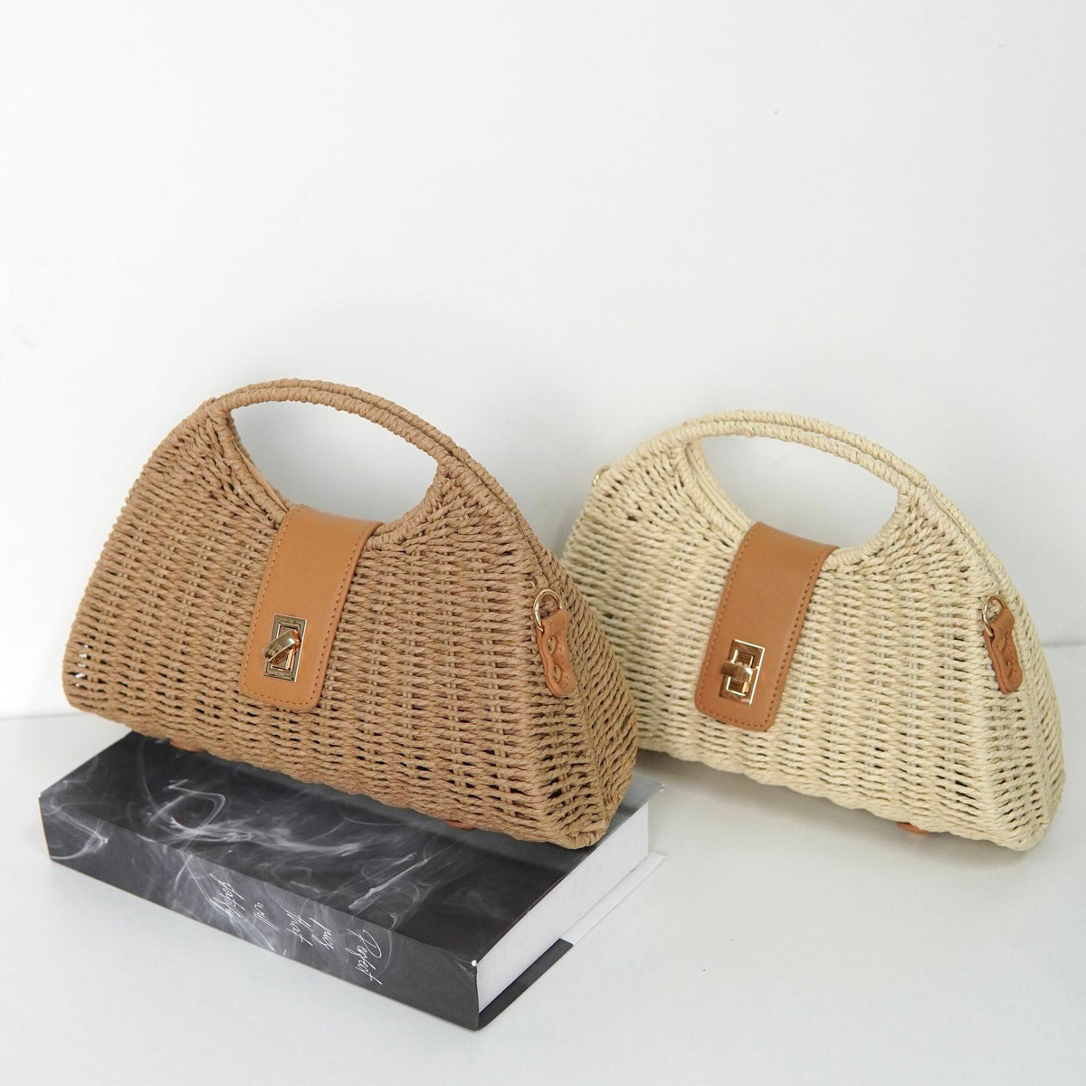 Crossbody Straw Bag – Fashion Shoulder Woven Purse, Vacation Beach Tote Handbag