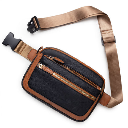Riñonera multifuncional de moda: bolso de hombro ajustable, ideal para viajes, deportes y correr. Confeccionada en piel vegana. Bolso bandolera elegante para mujer. 