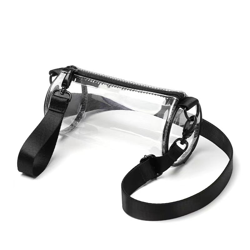 PVC waterproof drum crossbody bag, Transparent small crossbody bag,