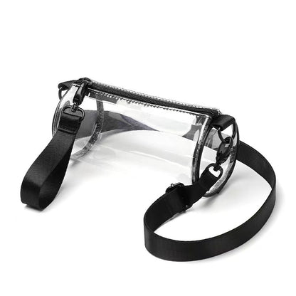 PVC waterproof drum crossbody bag, Transparent small crossbody bag,