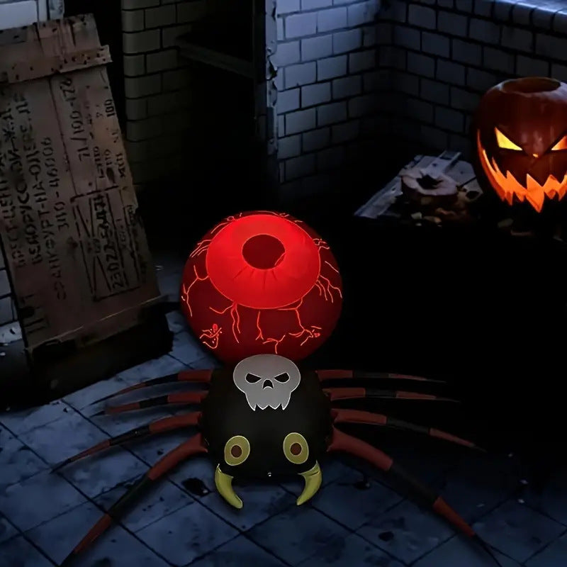 Araña inflable de PVC con luz LED, adorno decorativo inflable luminoso para Halloween