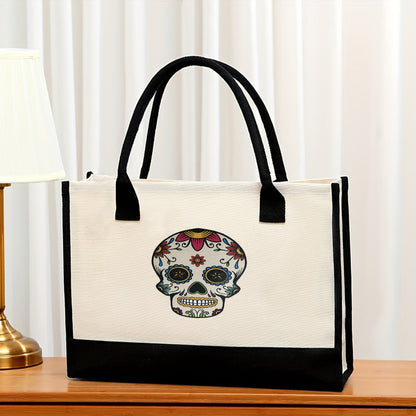 Bolsa de lona, ​​bolsa de lona estampada de gran capacidad para mujer, bolsa de compras portátil, impermeable y a la moda 