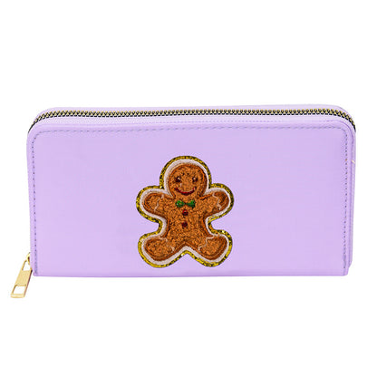 Cartera bordada con el alfabeto para mujer, monedero largo, tarjetero de nailon con cremallera, monedero multifuncional 