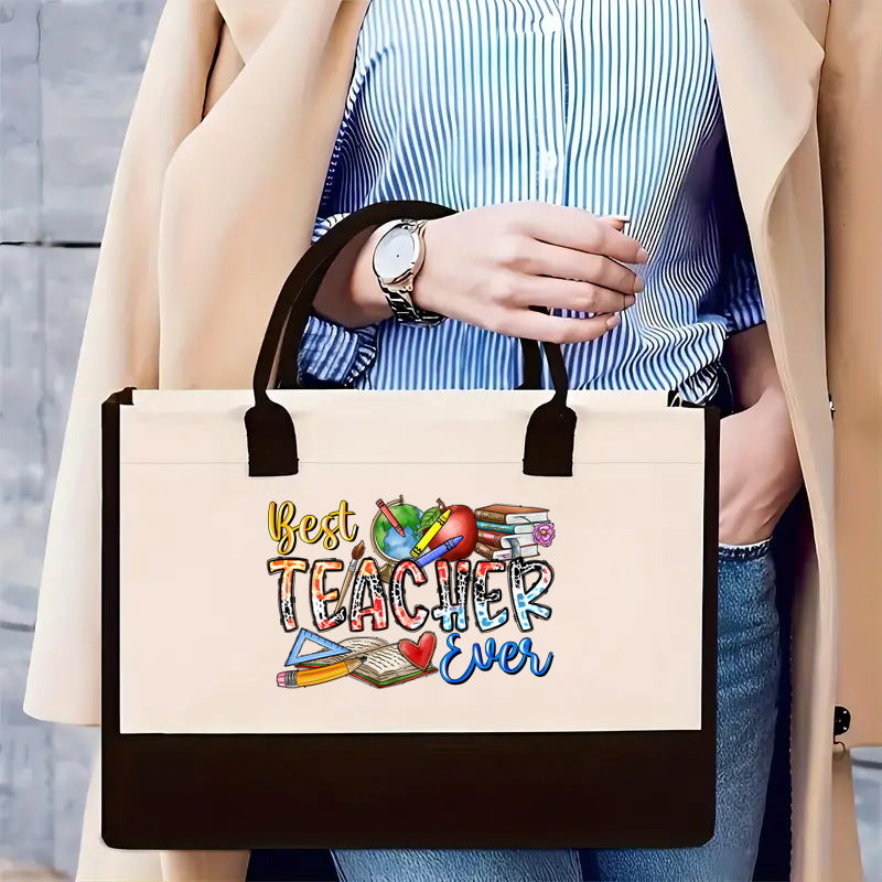 Bolsa de lona, ​​bolsa de lona estampada de gran capacidad para mujer, bolsa de compras portátil, impermeable y a la moda 