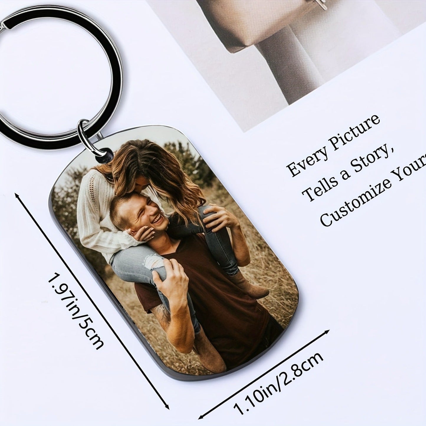 Stainless Steel Necklace Men and Women Personalized Custom Keychain with Pictures - Double Sided Engraving Photo Text Customized Key Chains for Men Boyfriend -dropshippingabc.com