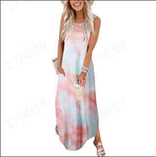 Dress Summer Dress Wide Shoulder Long Dress Fashion Slim Fit Long Dress Print Heart Patterned Long Casual Dress