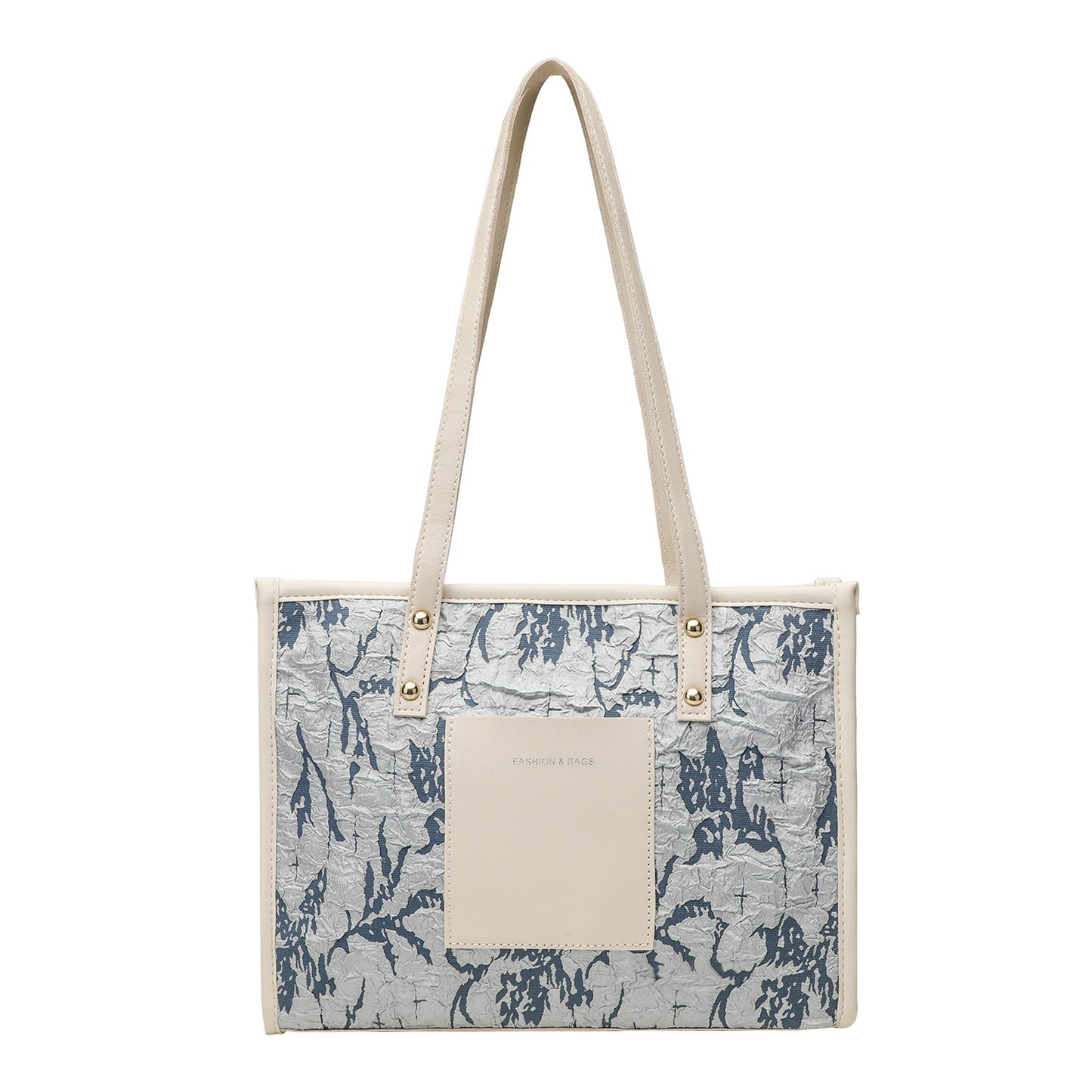 Bolso tote cuadrado de gran capacidad, bolso tote de invierno para mujer, bolso bandolera versátil y portátil de moda azul estampado para ir al trabajo 
