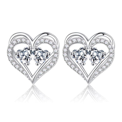 Sterling Silver Birthstone Heart Earrings new