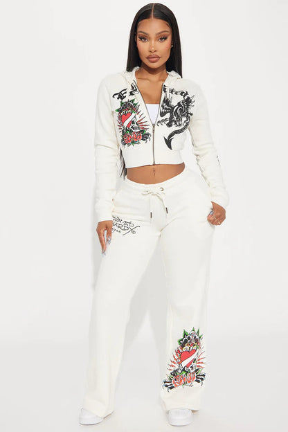 Graffiti print pattern women's high street y2k short sweater set