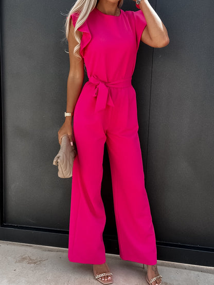 High Waist Commuter Strap-Up Jumpsuit - Summer Wide Leg Streetwear Jumpsuit -dropshippingabc.com