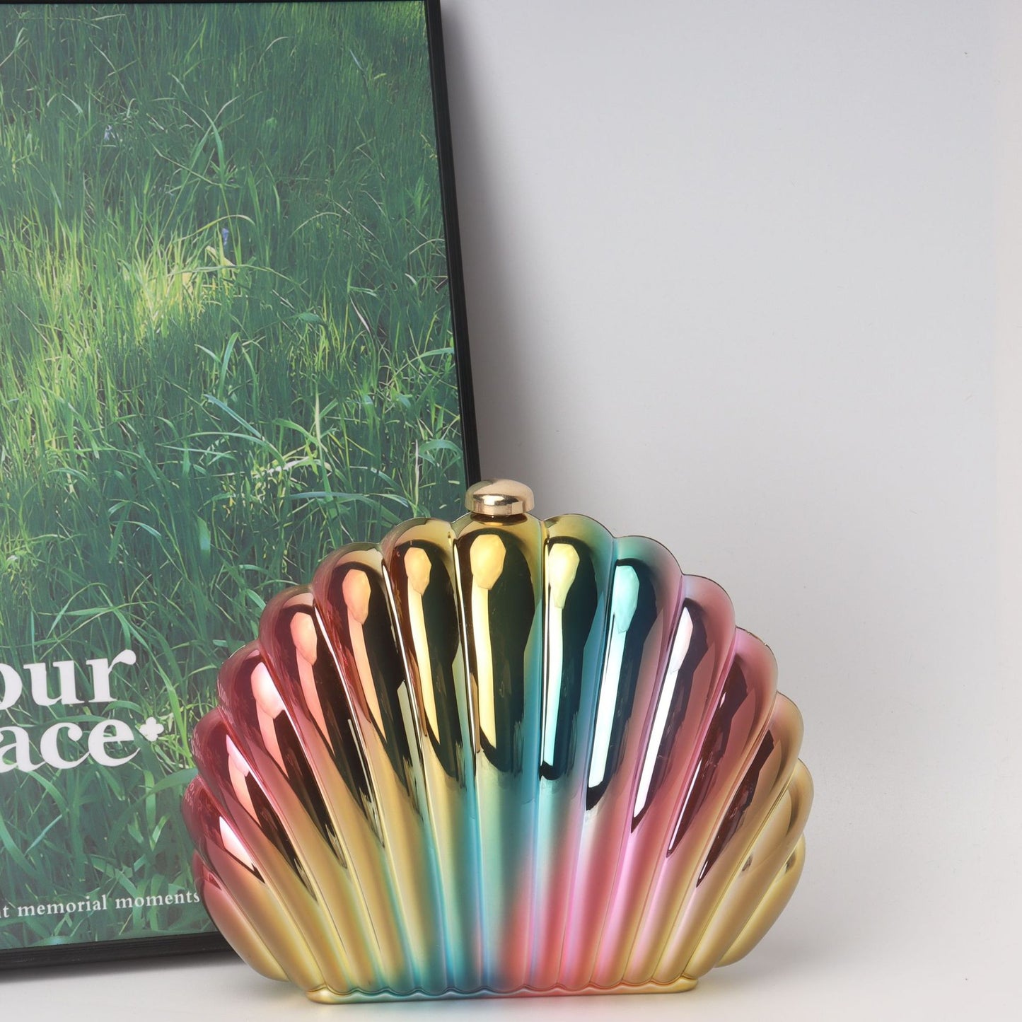 Bolso tipo caja de concha, bolso de mano tipo clutch, bolso de cena, bolso de noche tipo clutch para fiestas, bolso de graduación, bolso de fiesta. 