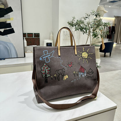 Bolso de lona de gran capacidad con estampado de grafiti para mujer: bolso tote extragrande con amplio espacio, perfecto para ir de compras, viajar y para el día a día. Elegante y resistente bolso de hombro de lona. 