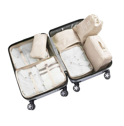 Juego de 7 bolsas de viaje de gran capacidad, bolsas de deporte con separación para ropa húmeda y seca, juego de almacenamiento de siete piezas para maleta, organizador de bolsas de viaje 