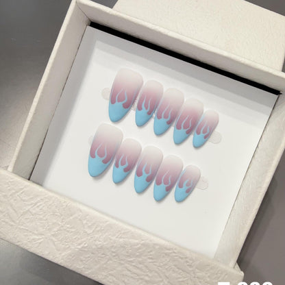HandmadePress on Nails Nail Sticker, Silver Flame Sheet Finished Removable, Hot