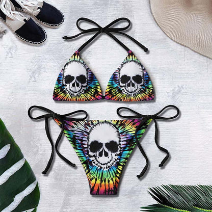 Bikini printed strap swimsuit set backless split swimsuit