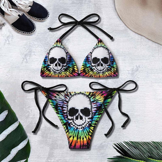 Bikini custom printed strap swimsuit set backless split swimsuit
