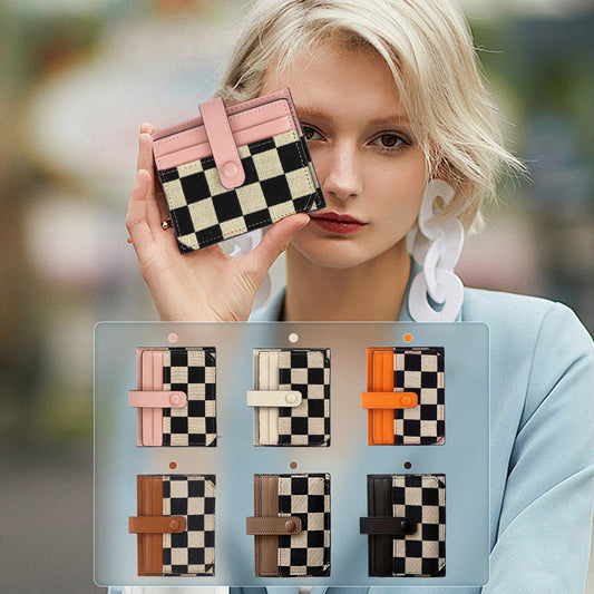 Portatarjetas pequeño para mujer, elegante tarjetero compacto de alta gama para el carné de conducir, tarjetero multifuncional ultrafino de lona 