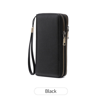 RFID anti-theft brush, women's long wallet, retro cow pattern organ card bag, large capacity clutch bag. -dropshippingabc.com