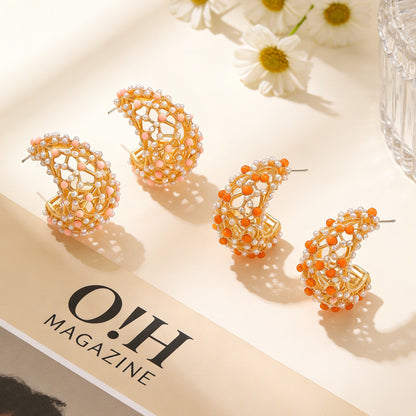 French Vintage Palace Style Stud Earrings Luxury Starry Design Earrings