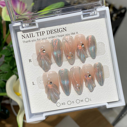 0996- Uñas postizas hechas a mano, de presión, removibles