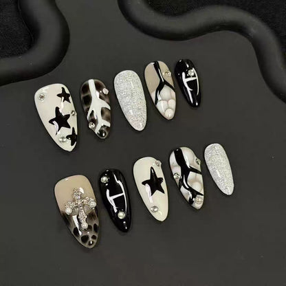 Handcrafted Sweet Cool Black and White Graffiti [Metal Star] Spice Girl French White