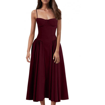 Women's French Elegant Retro Style Dopamine Wear Suspender Dress Women