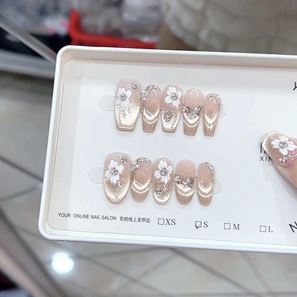 0987- Uñas postizas hechas a mano, de presión, removibles