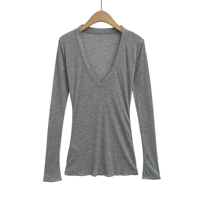 Deep V Neck Sheer T-Shirt