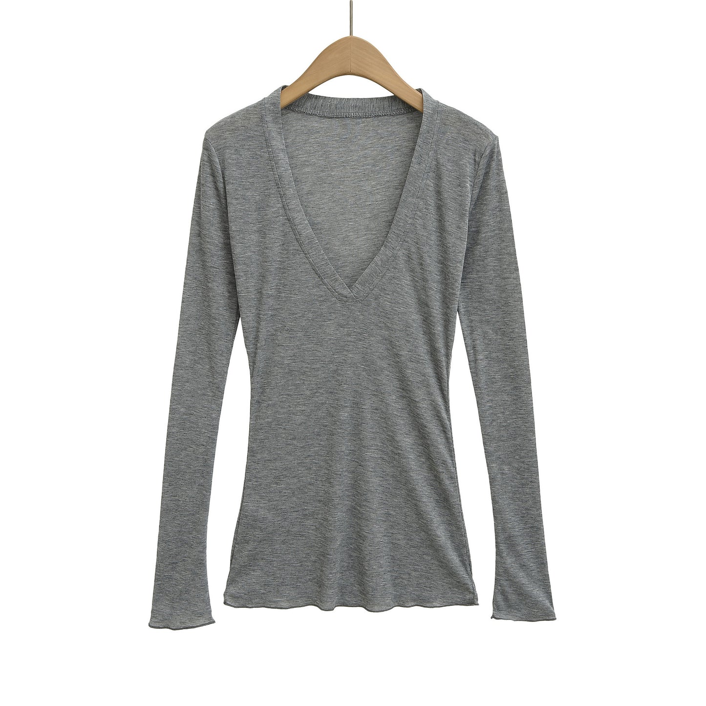 Deep V Neck Sheer T-Shirt black